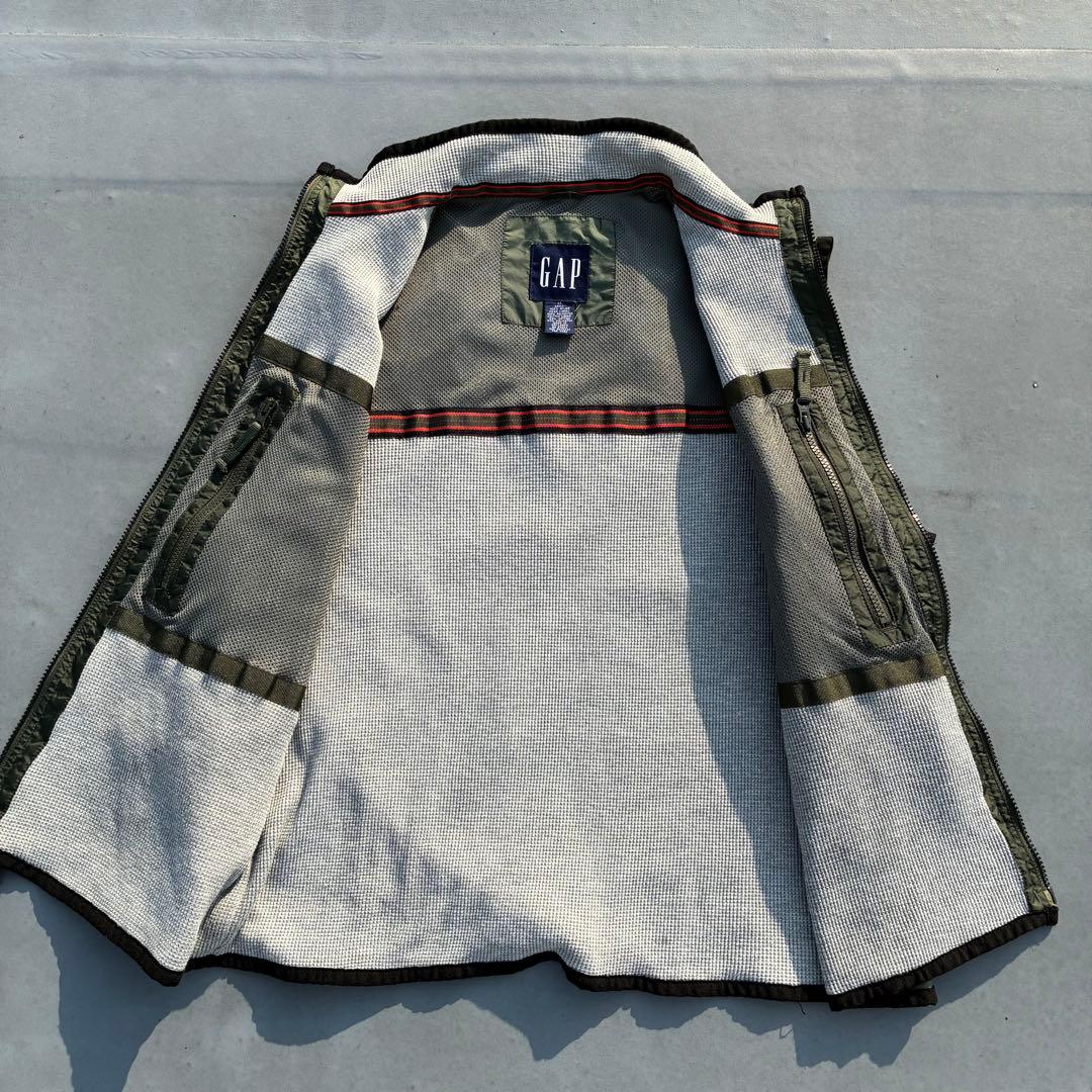 D*様 00年製 OLD GAP テック ナイロンベスト 裏地ワッフル セージグ