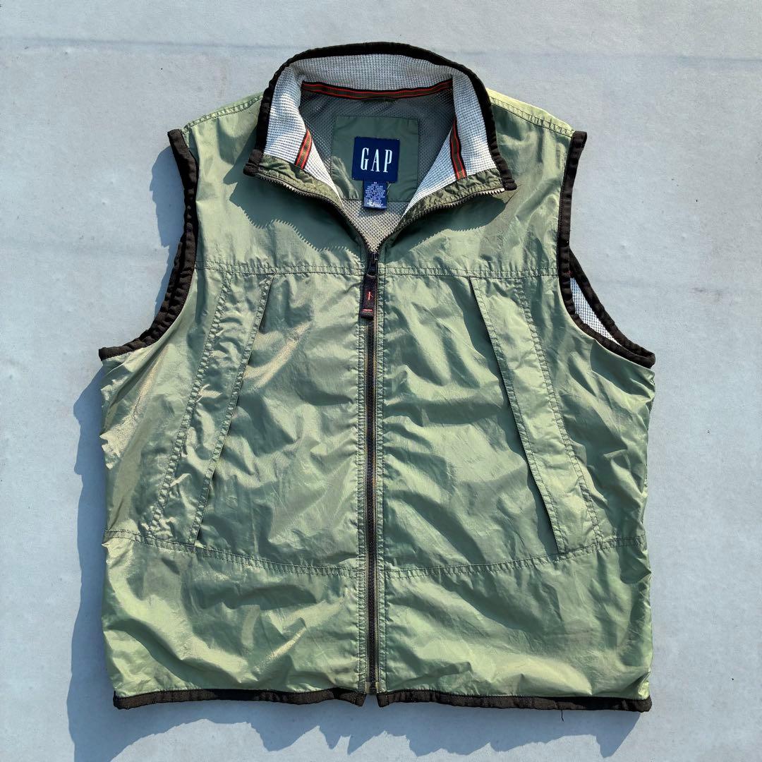 D*様 00年製 OLD GAP テック ナイロンベスト 裏地ワッフル セージグ