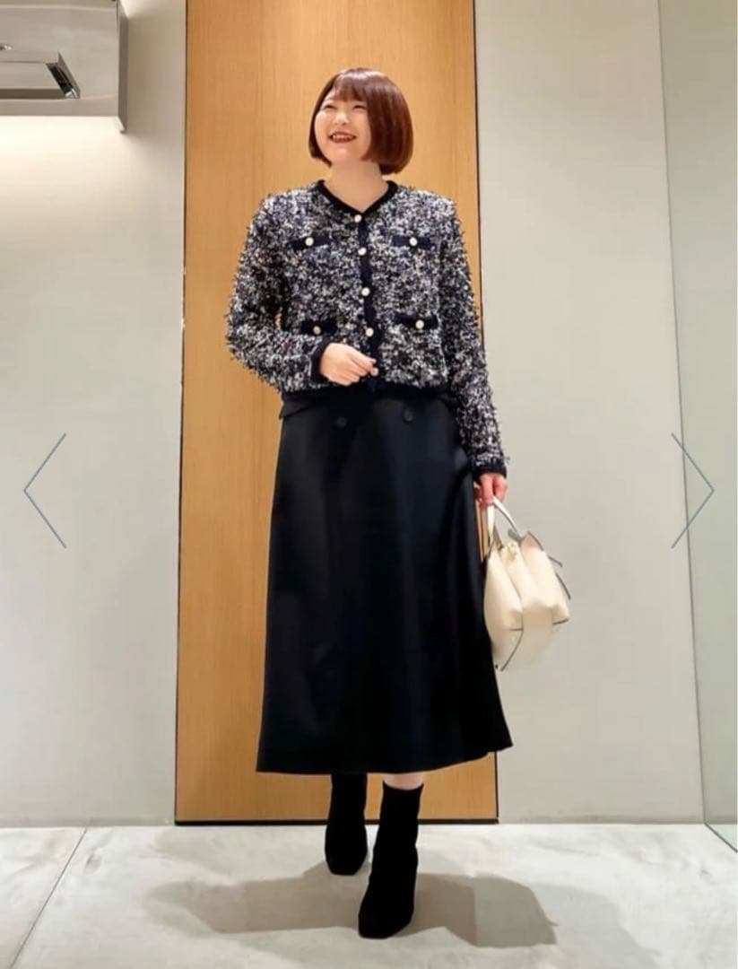 【新品/2025AW現行】ANAYI フロントボタンAラインスカート ネイビー