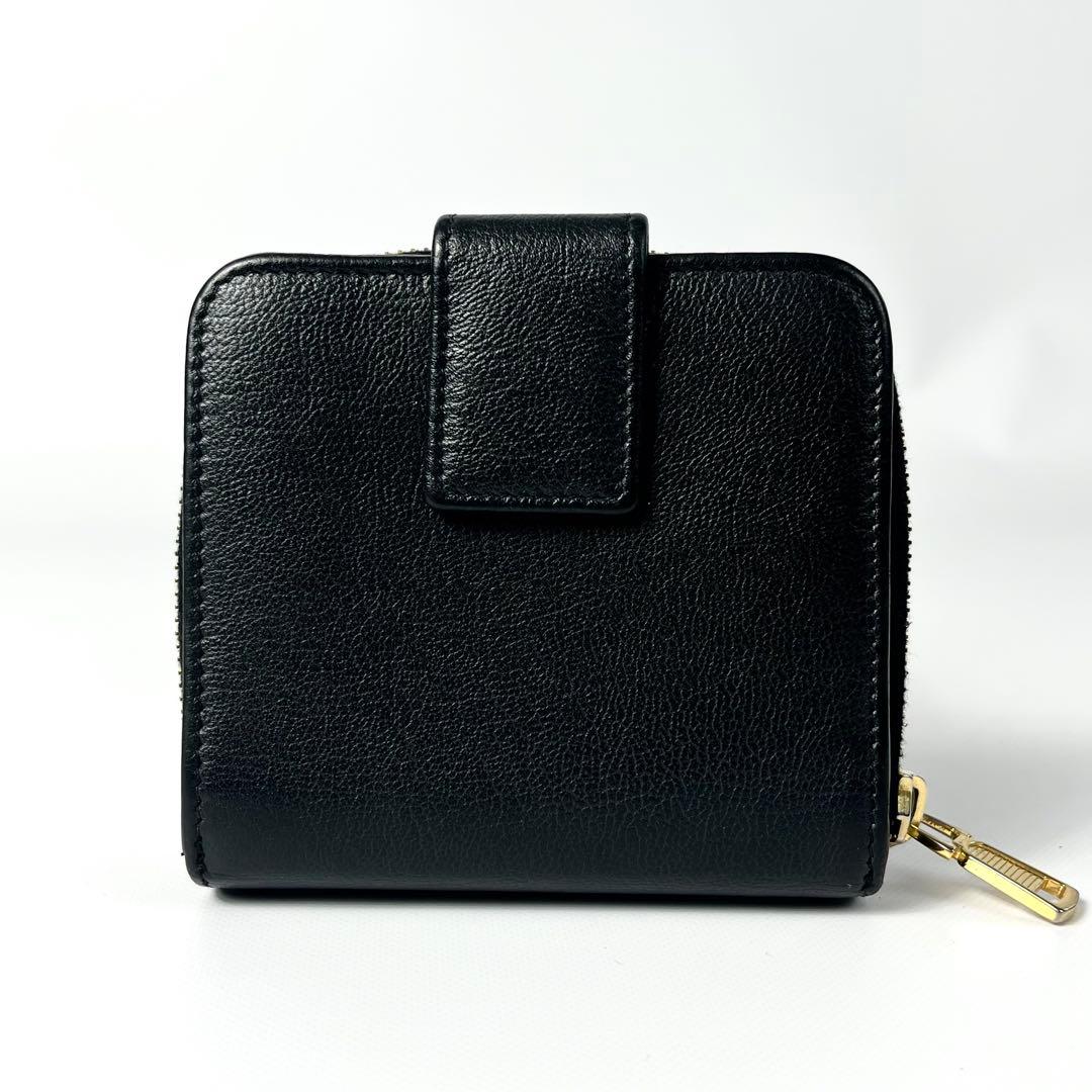 希少✨サンローラン 二つ折り財布 YSL エンボス レザー ファスナー 黒