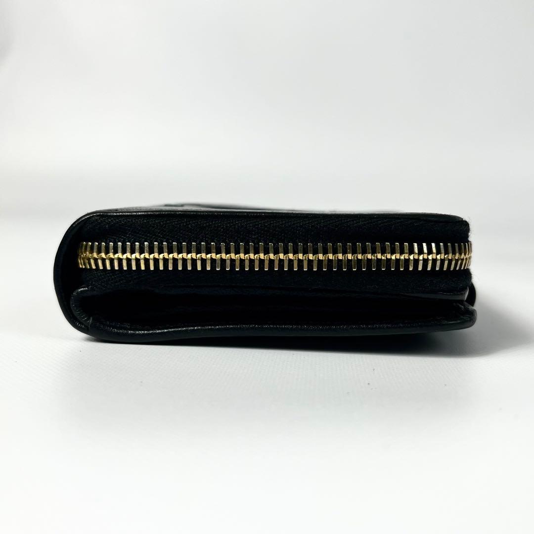 希少✨サンローラン 二つ折り財布 YSL エンボス レザー ファスナー 黒