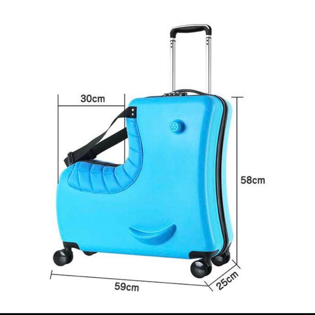 【美品】NORICCO 子どもが乗れるキャリーケース プレミアムシート 旅行 青