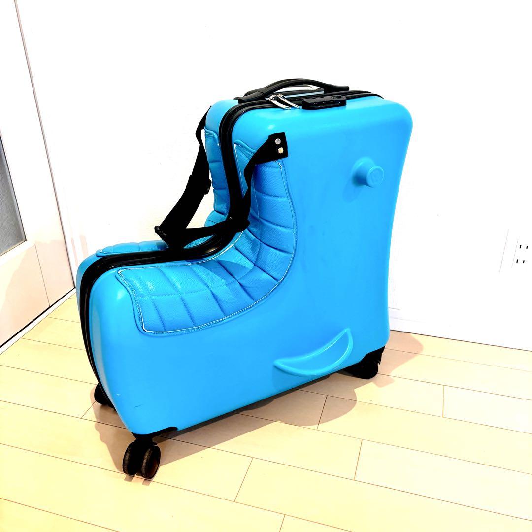 【美品】NORICCO 子どもが乗れるキャリーケース プレミアムシート 旅行 青