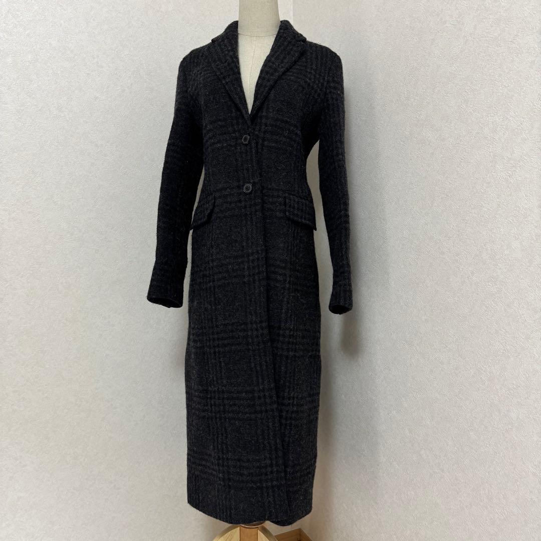 【美品】ZARA ザラ MANTECO ロングコート チェック グレー S