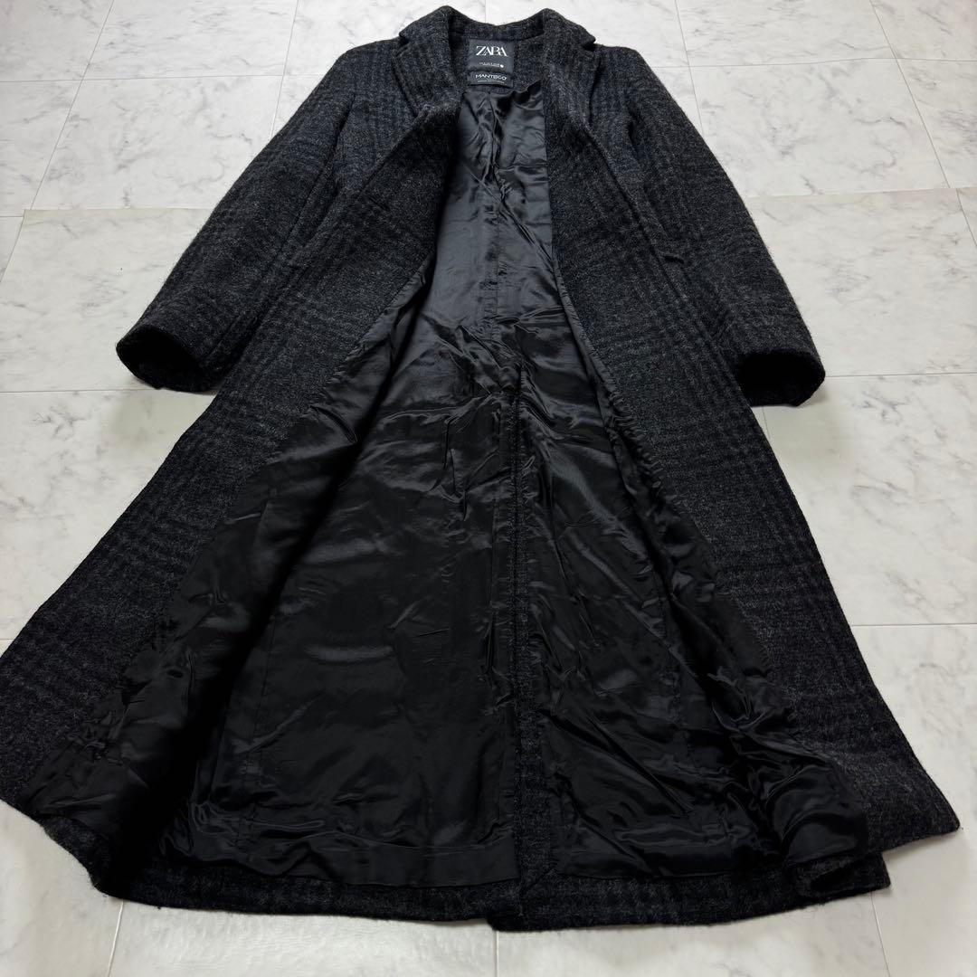 【美品】ZARA ザラ MANTECO ロングコート チェック グレー S