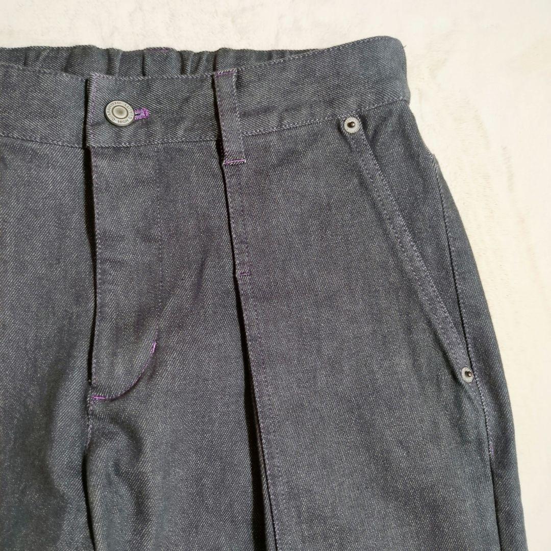 新品✨ JUNKO KITO ジュンコキトウ デニムワイドパンツ 紫ステッチ M