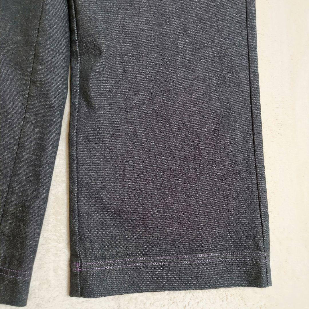 新品✨ JUNKO KITO ジュンコキトウ デニムワイドパンツ 紫ステッチ M