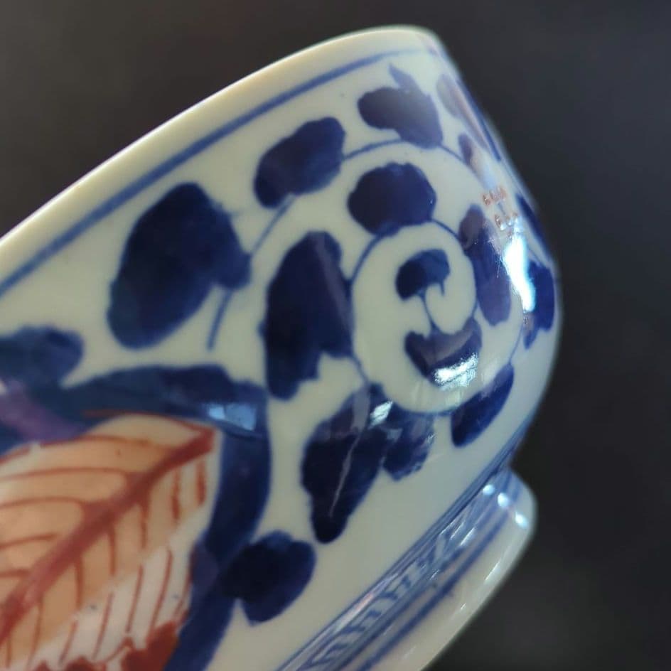 骨董品　陶芸　古道具　古伊万里　藍染付　赤絵　鳳凰　蛸唐草　花鳥色絵　三ツ組鉢