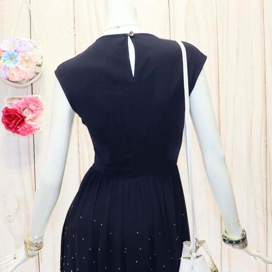 TED BAKER ビジューワンピース S ネイビー シアースカート