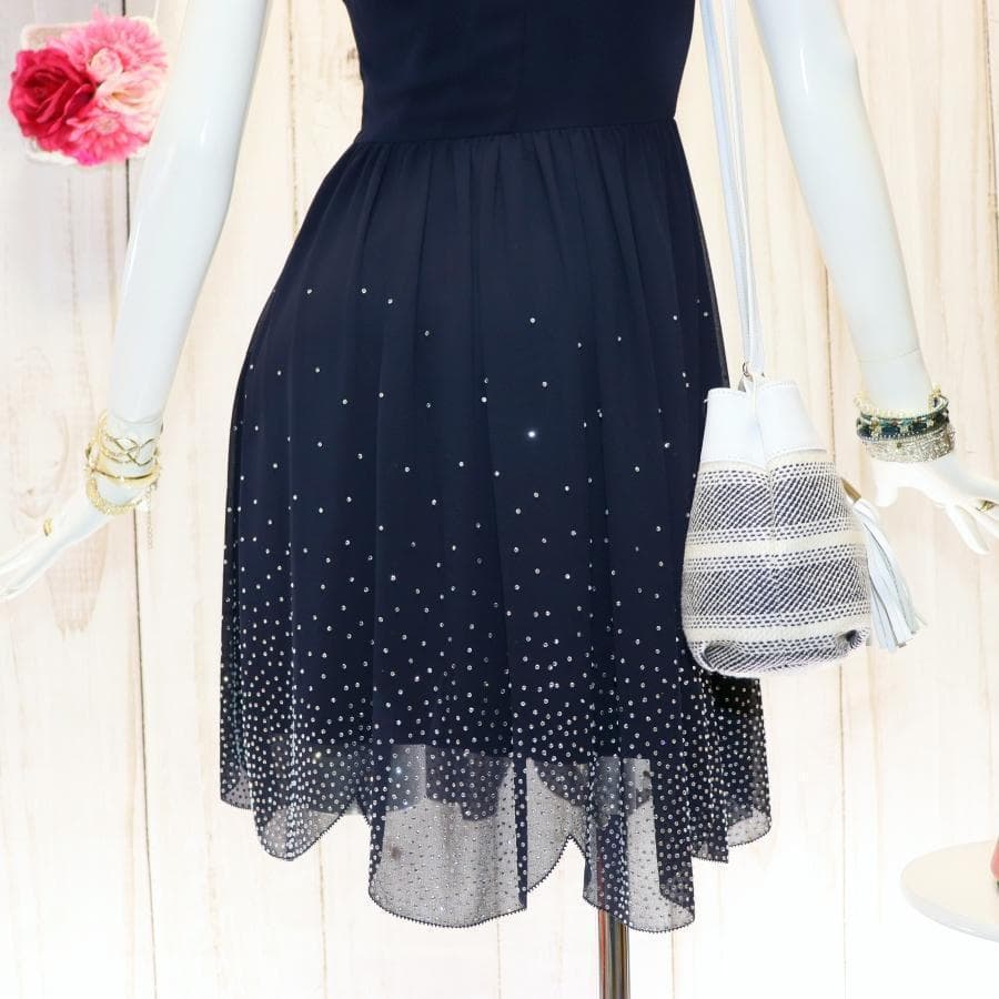 TED BAKER ビジューワンピース S ネイビー シアースカート