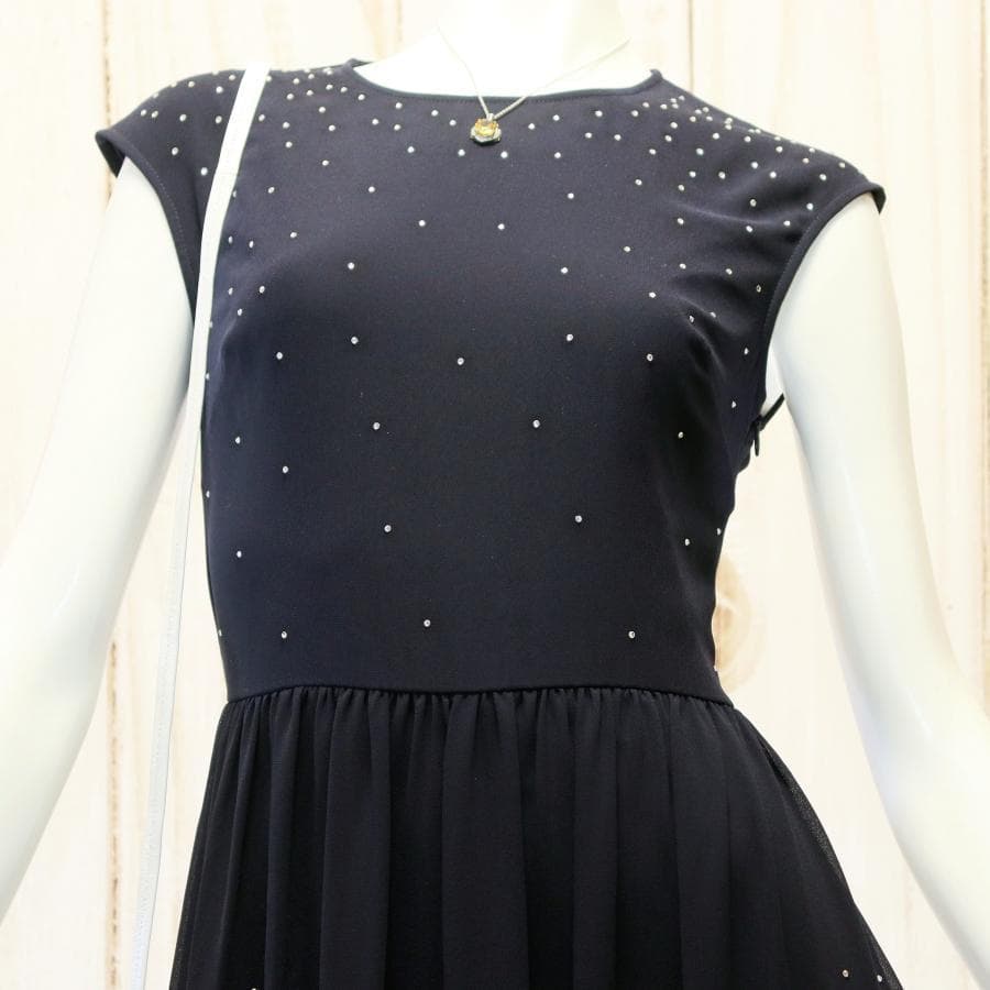 TED BAKER ビジューワンピース S ネイビー シアースカート