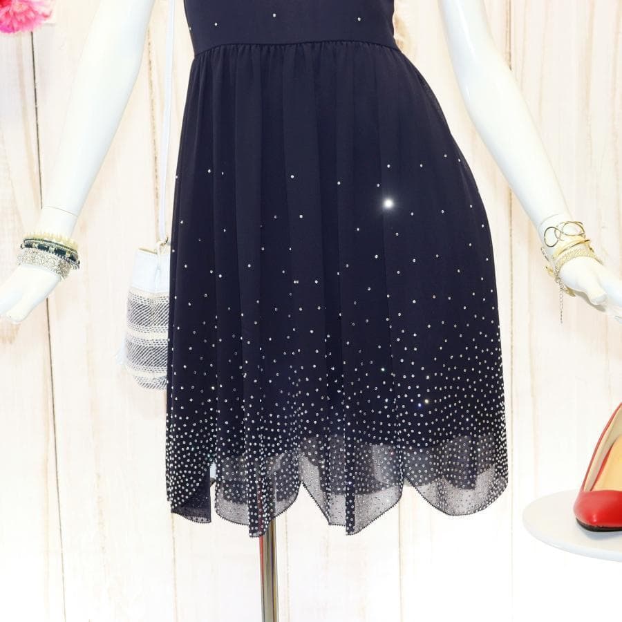TED BAKER ビジューワンピース S ネイビー シアースカート