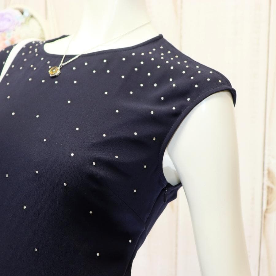 TED BAKER ビジューワンピース S ネイビー シアースカート