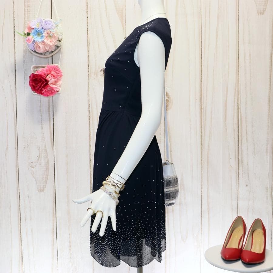 TED BAKER ビジューワンピース S ネイビー シアースカート