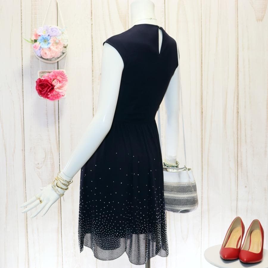 TED BAKER ビジューワンピース S ネイビー シアースカート