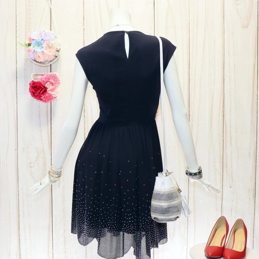 TED BAKER ビジューワンピース S ネイビー シアースカート