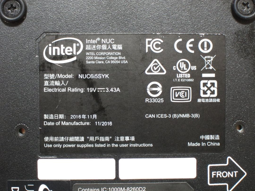 OS搭載。Intel NUC NUC6i5SYK メモリ8GB SSD256GB