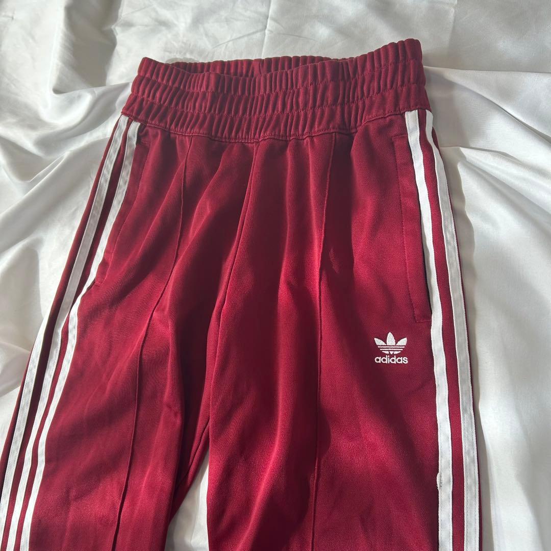 adidas トラックパンツ ボルドー トレフォイル XXL 裾ジップ