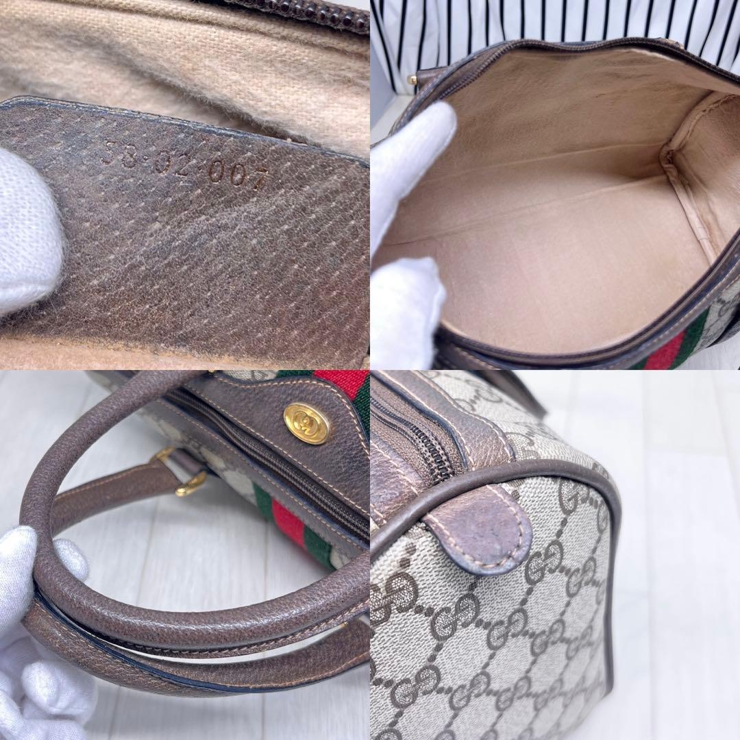 【美品】GUCCI オールドグッチPVCシェリーラインボストンバッグ