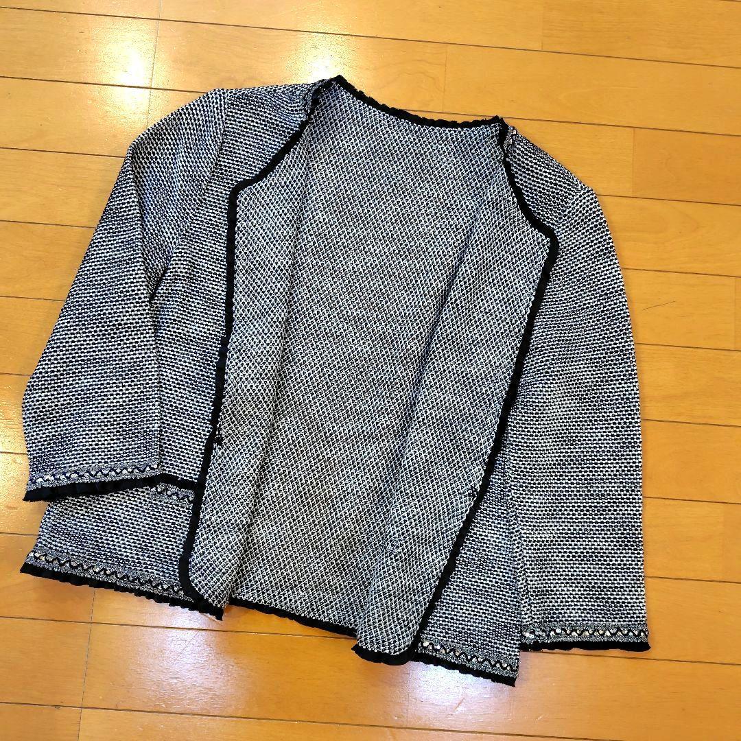 専用レリアン ネイビーツイード ノーカラージャケット 1枚仕立て 11L