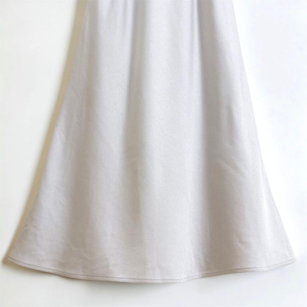【極美品】SOEJU♡ソージュ トリアセサテンロングスカート ライトグレー ゴム