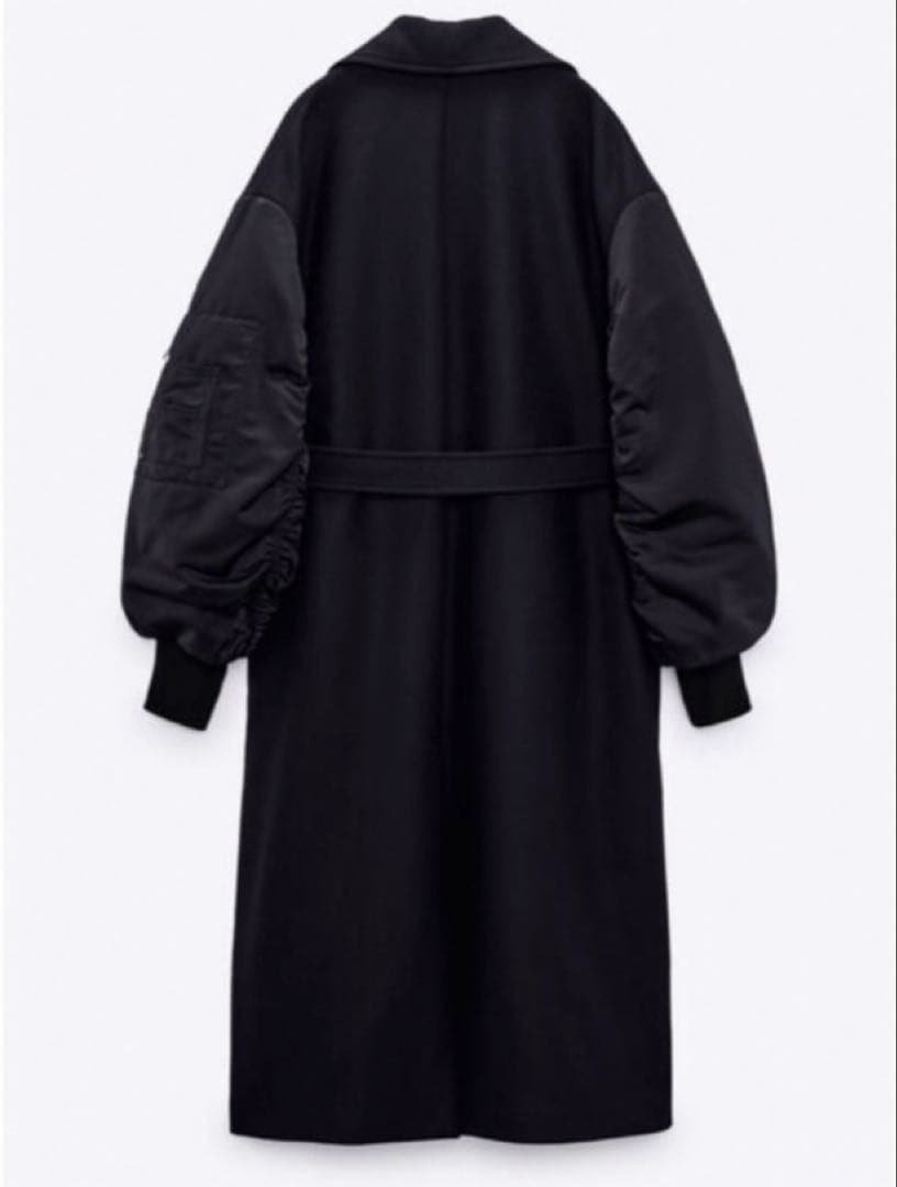 ZARA マッチングボンバーコート XL ネイビー×グリーン