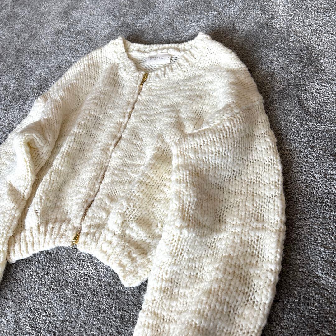 LE'MAGE×gemeilコラボ スラブ ジップ カーディガン オフホワイト