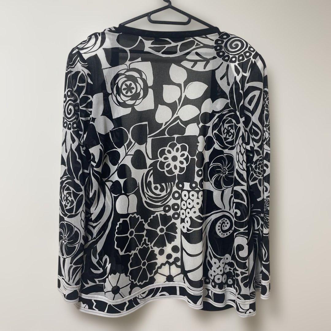 【美品】LEONARD レオナール カーディガン 花柄 モノトーン 42 XL