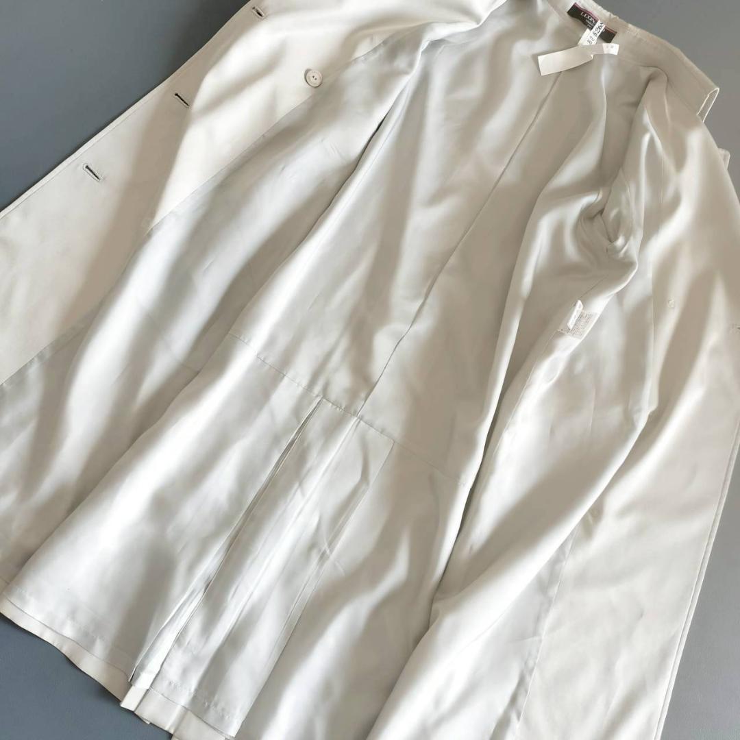 良品⭐️レオナール スプリングコート　ベルト　トリム　Aライン　シルク100%
