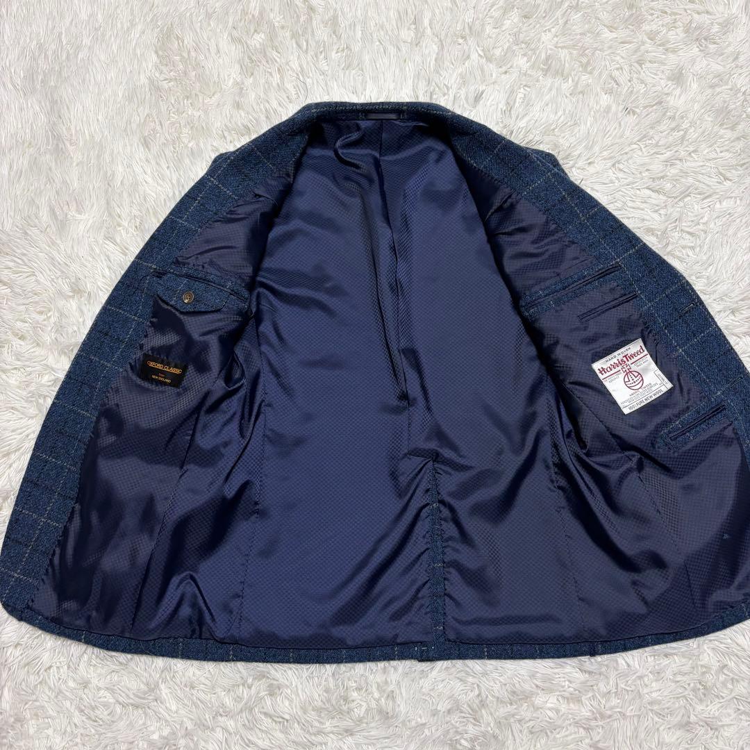美品　ハリスツイード　OXFORD CLASSIC テーラードジャケット　青