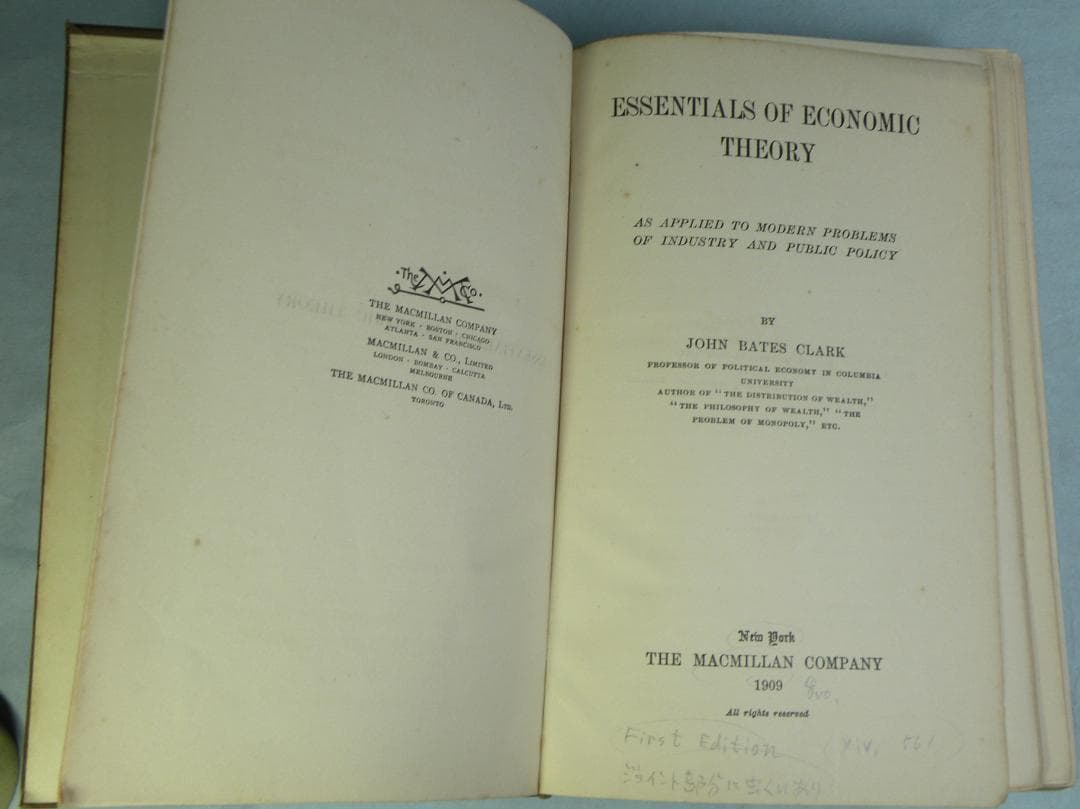 ビジネス・経済 Clark,J.B, Essentials of Economic Theory