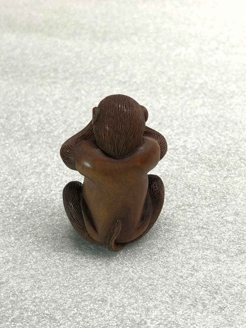 根付　猿　時代提物　木彫り