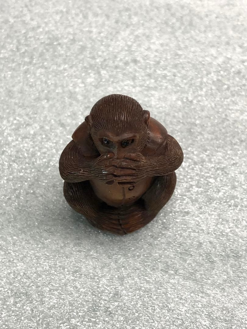 根付　猿　時代提物　木彫り