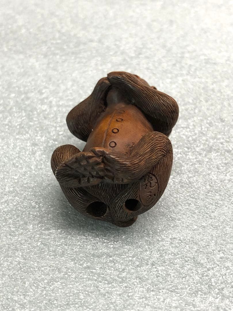 根付　猿　時代提物　木彫り