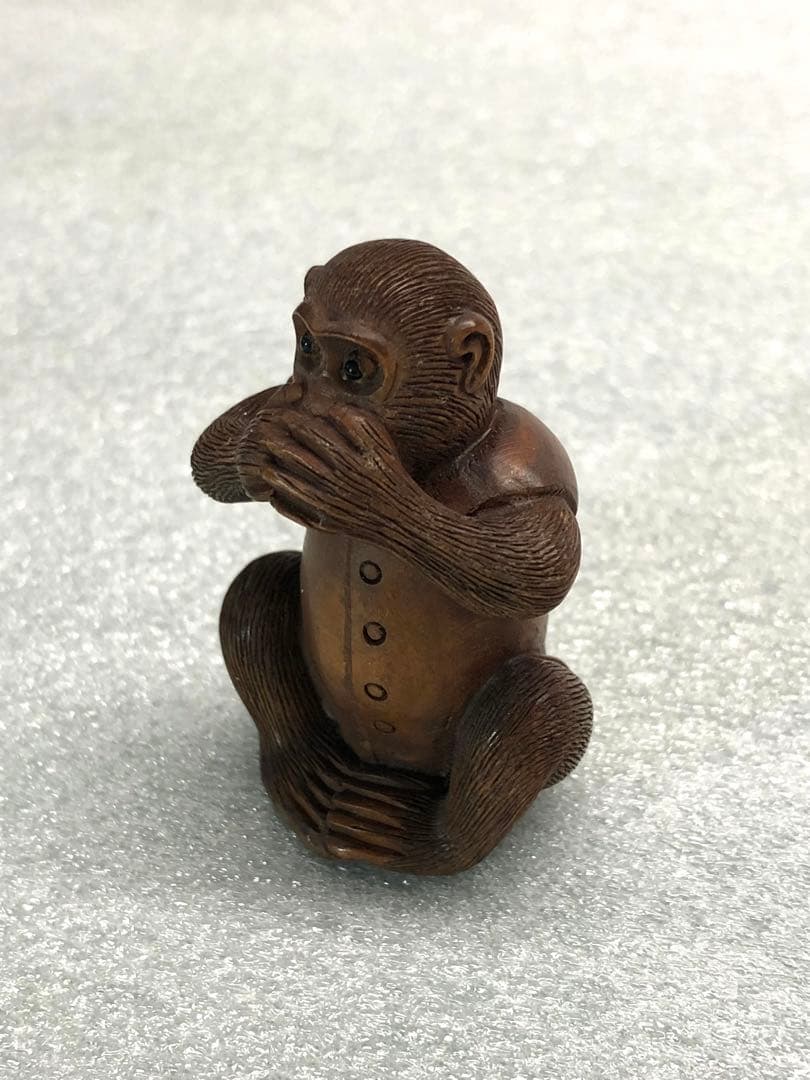 根付　猿　時代提物　木彫り