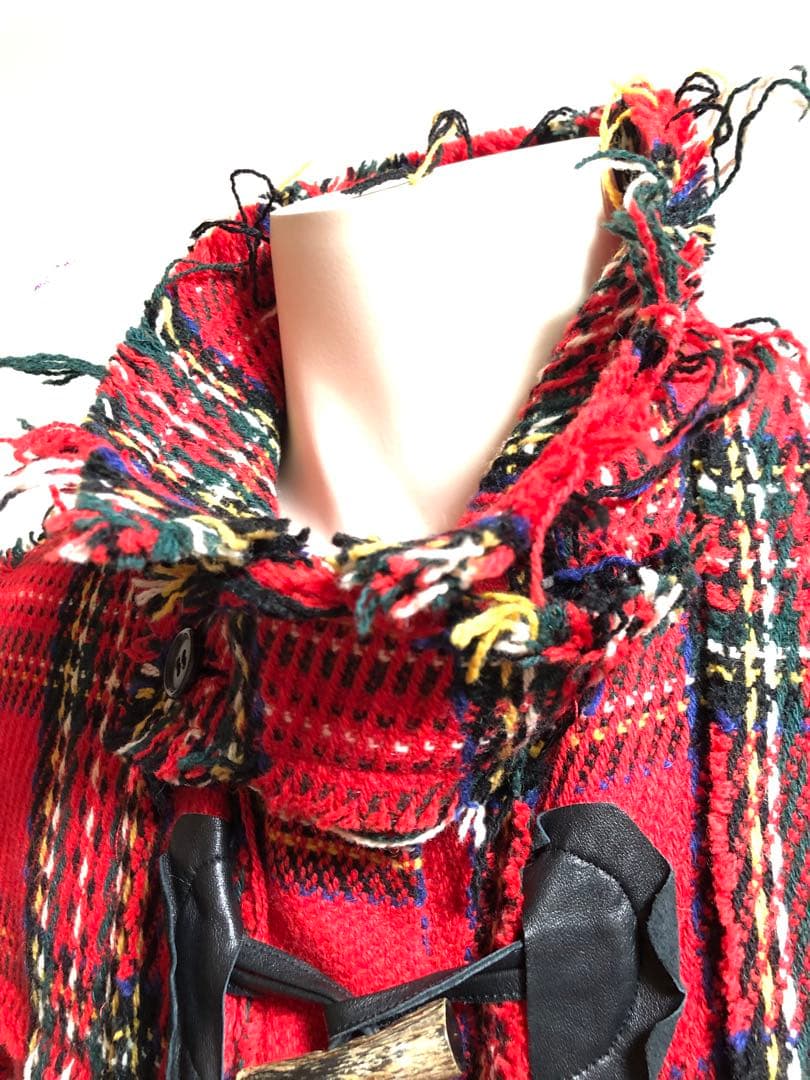 【美品】UNDERCOVER タータンチェック ダッフルコート 赤 S‐M