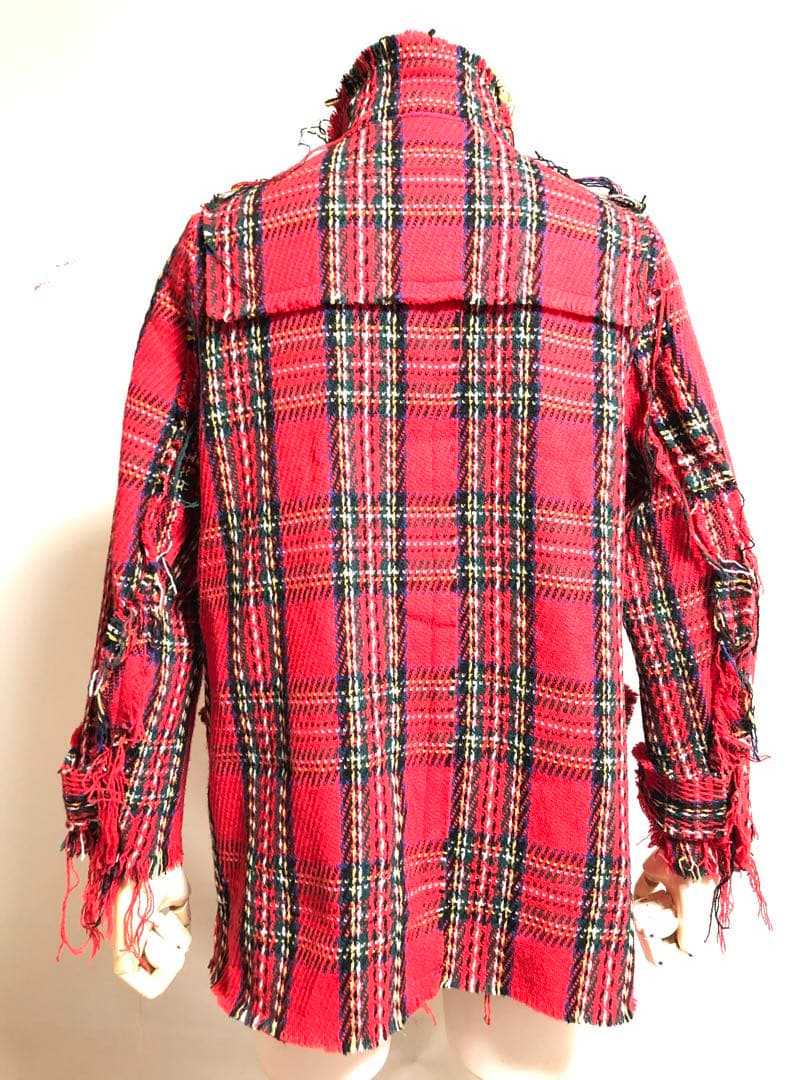 【美品】UNDERCOVER タータンチェック ダッフルコート 赤 S‐M