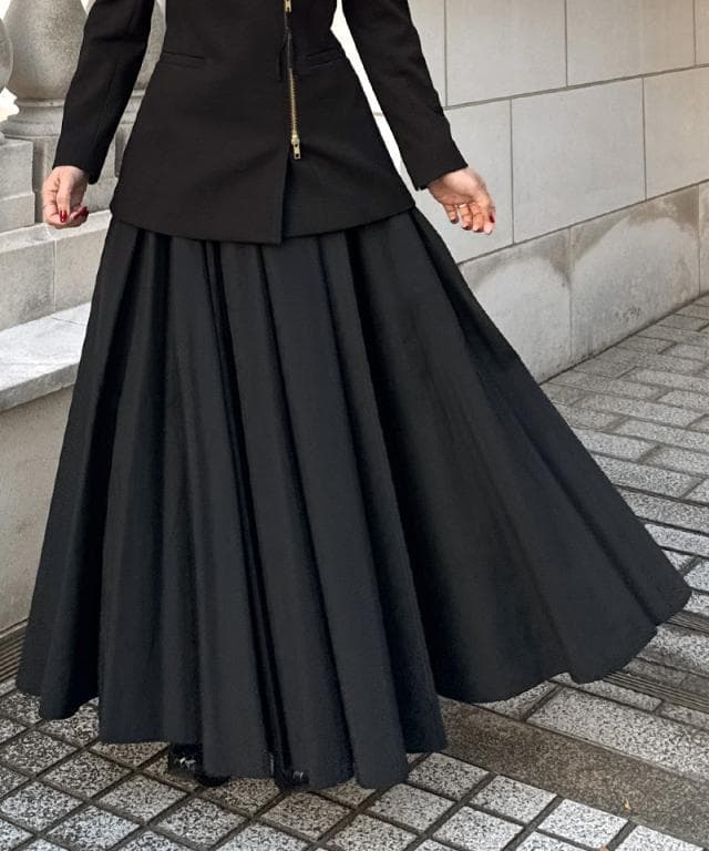S 新作 新品 JENNE クール素材ボリュームドレススカート ブラック