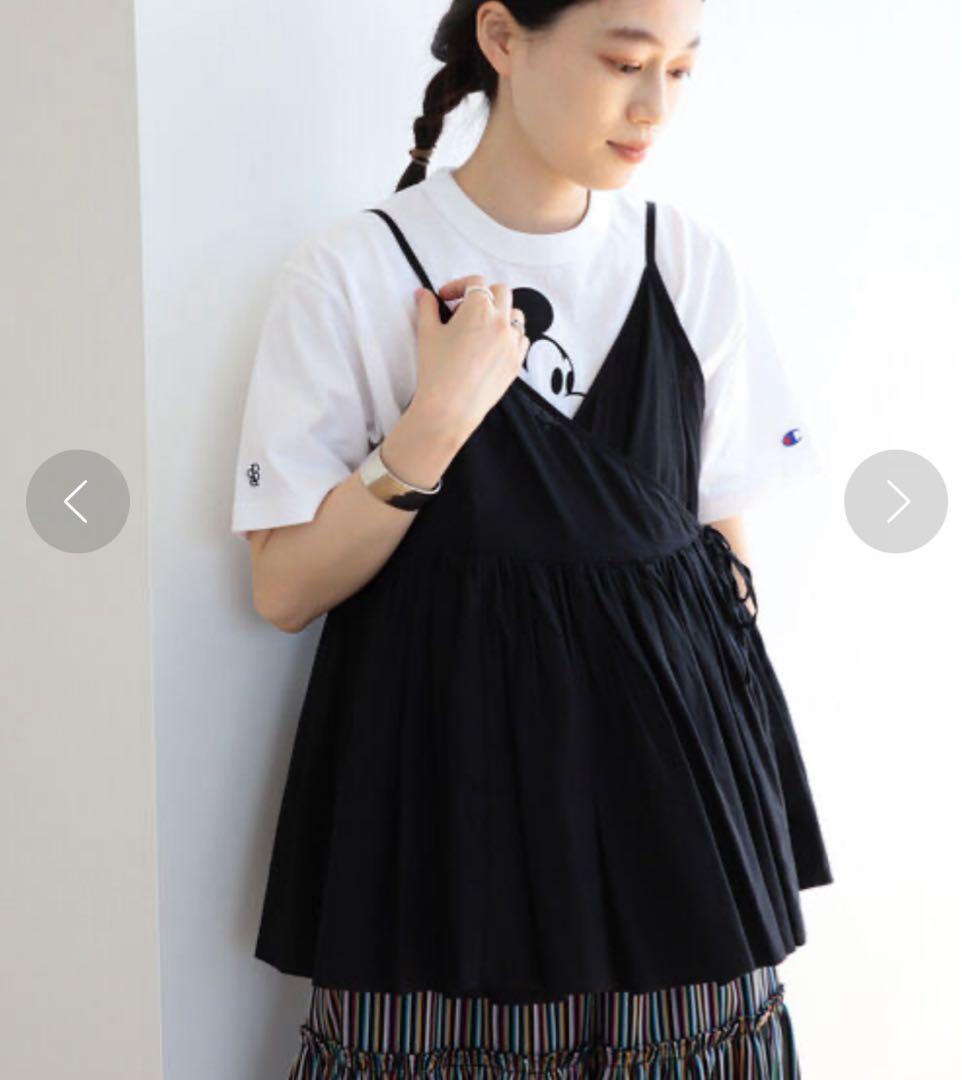 【美品】 BEAMS BOY コットンリネン カシュクール キャミソール　黒