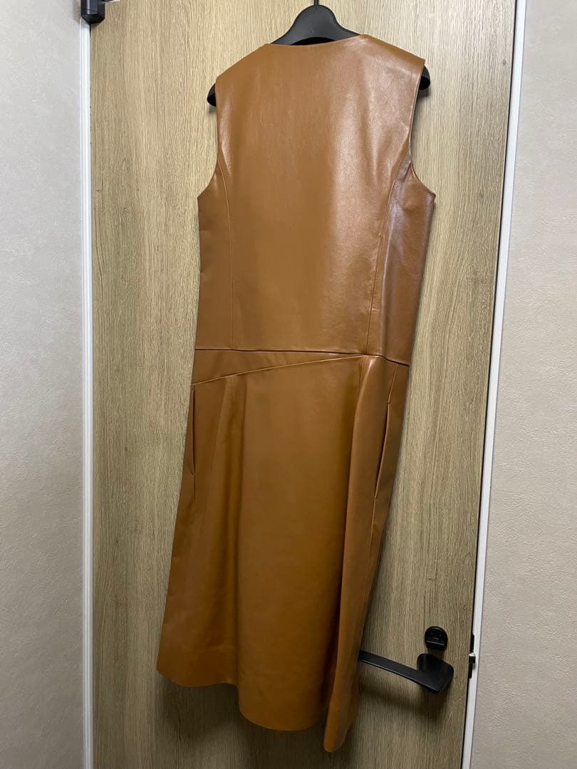 BALENCIAGA ブラウン レザー ワンピース　34