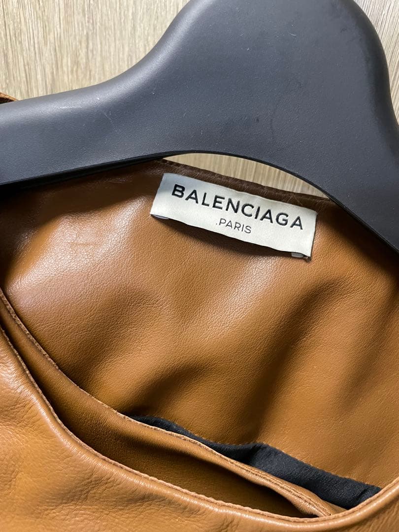 BALENCIAGA ブラウン レザー ワンピース　34