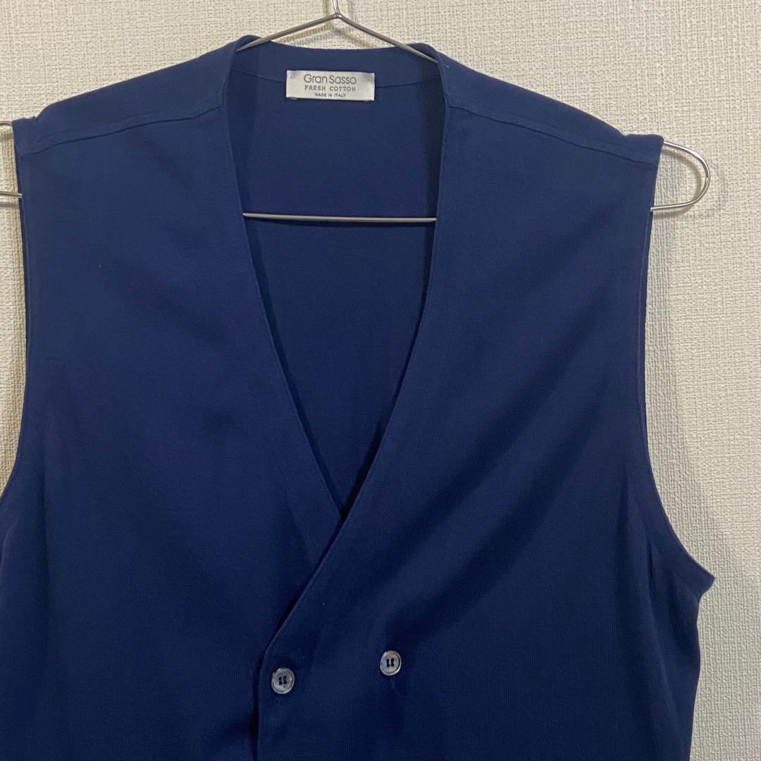 Gran Sasso グランサッソ ダブルジレ ニット ブルー 52 イタリア製