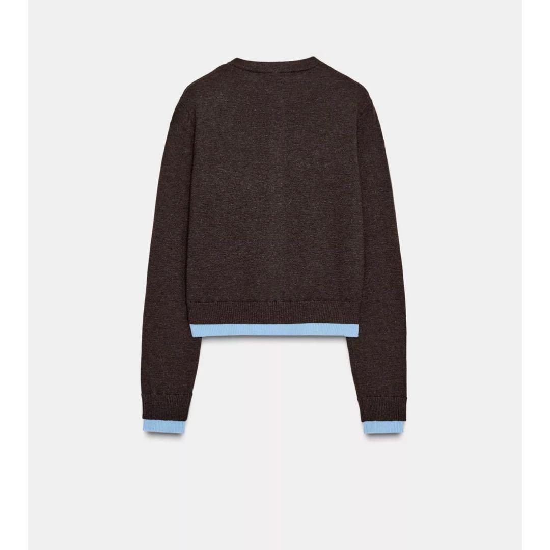 [新品]ZARA コントラストニットカーディガン　Mサイズ