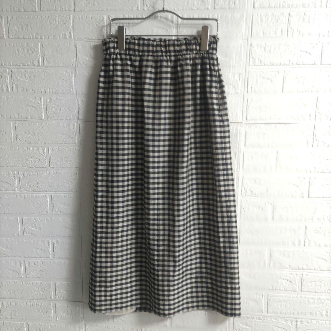 専用✨ebure　エブール リネンシルクチェックラップ風オーガンジースカート