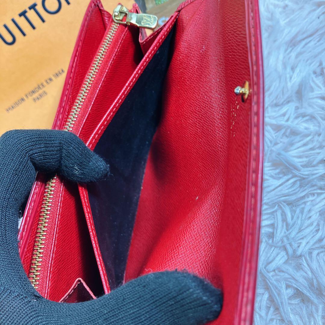 超美品 ルイヴィトン エピ ポルトフォイユ サラ 長財布 赤 レッド レディース
