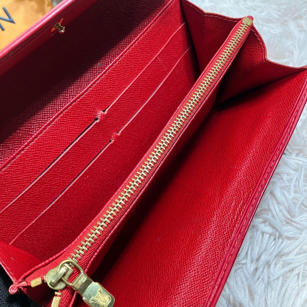 超美品 ルイヴィトン エピ ポルトフォイユ サラ 長財布 赤 レッド レディース