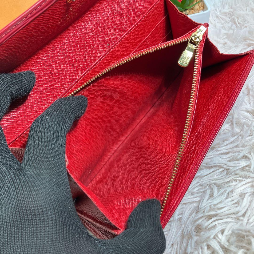 超美品 ルイヴィトン エピ ポルトフォイユ サラ 長財布 赤 レッド レディース