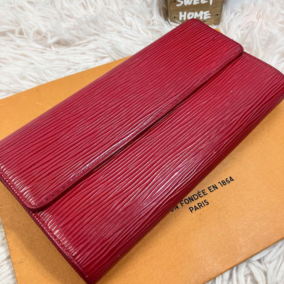 超美品 ルイヴィトン エピ ポルトフォイユ サラ 長財布 赤 レッド レディース