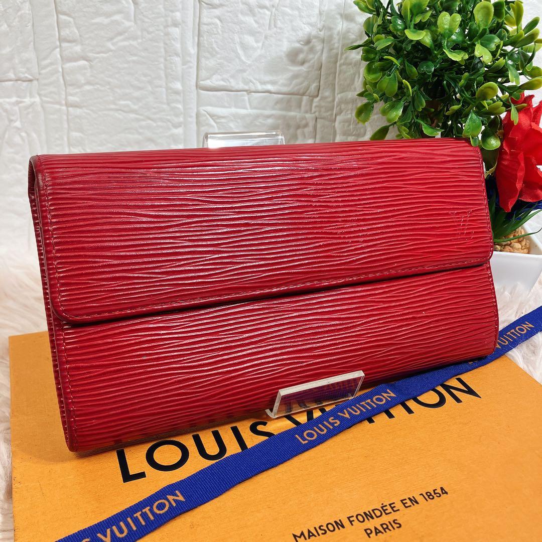 超美品 ルイヴィトン エピ ポルトフォイユ サラ 長財布 赤 レッド レディース