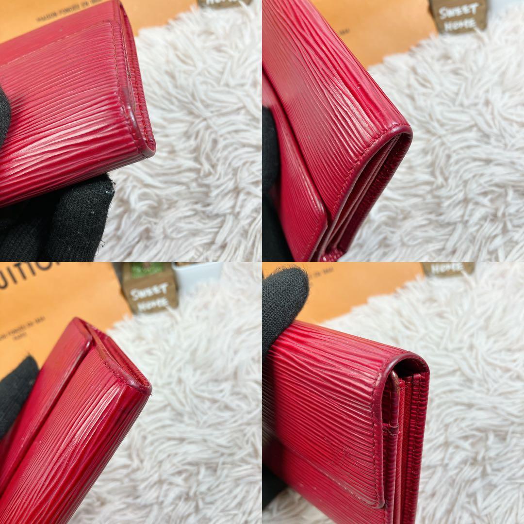 超美品 ルイヴィトン エピ ポルトフォイユ サラ 長財布 赤 レッド レディース